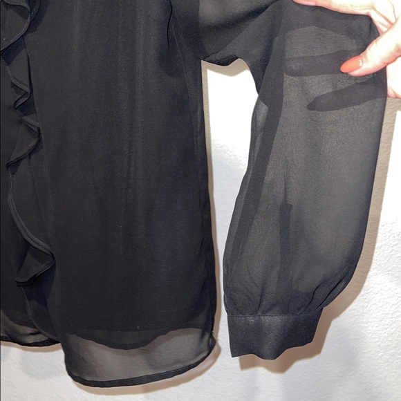 The Limited Black Satin ruffle blouse - Picture 3 of 3